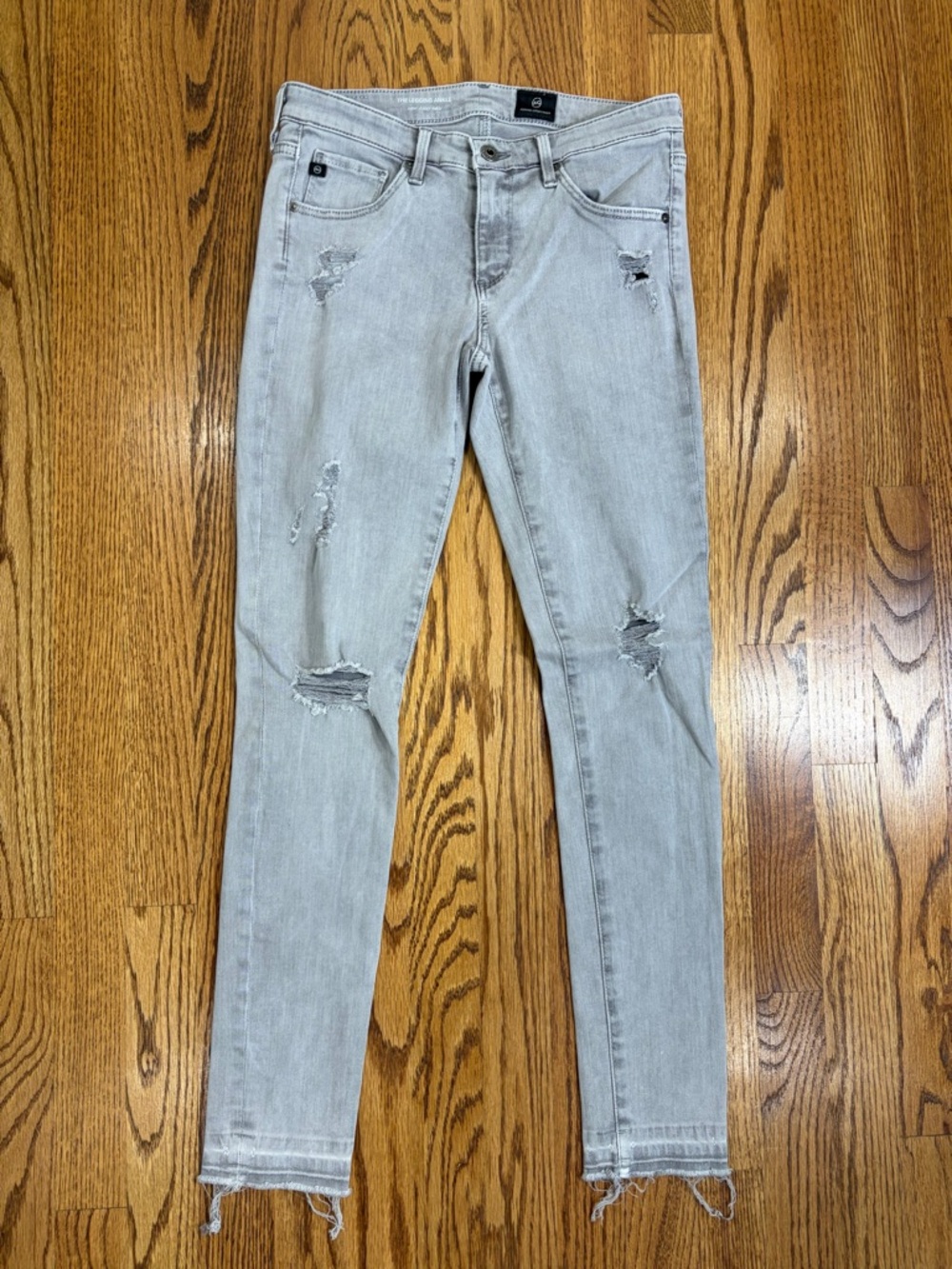 AG Grey Super Skinny Ankle Legging Distressed Denim Jeans (26)